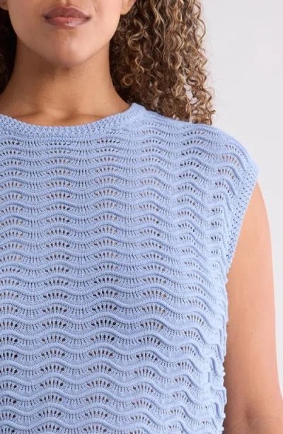 Bernardo Knitted Wave Pointelle Boxy Shell In Blue