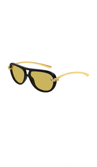 Bottega Veneta Women Metallic Sunglasses With Cut-out Motif On The Temples And Knot Detail On The Te In Black