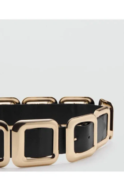 Mango Square Hardware Leather Belt In Black