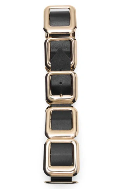 Mango Square Hardware Leather Belt In Black