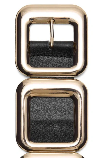 Mango Square Hardware Leather Belt In Black
