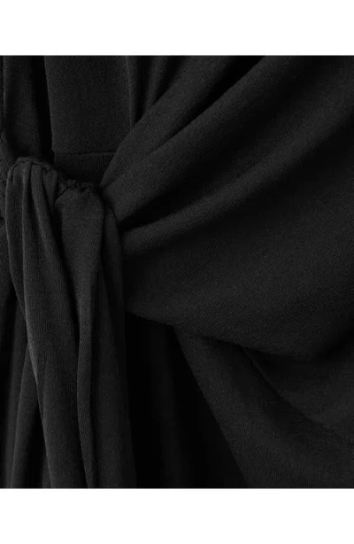 Mango Side Drape Halter Maxi Dress In Black