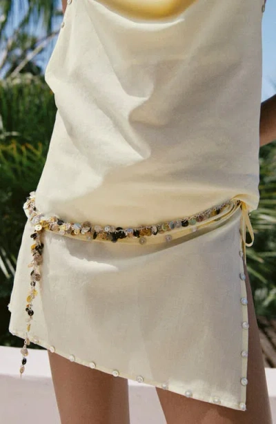 Mango Button Embellished Chain Belt In Gray