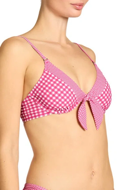 Robin Piccone Brigitte Tie Front Underwire Bikini Top In Pink