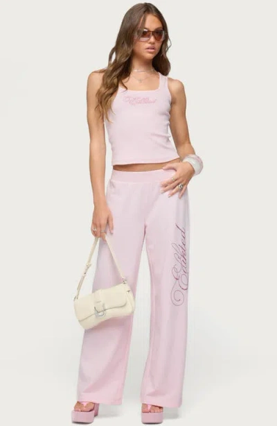 Edikted Studio Rhinestone Sweatpants In Pink