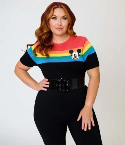Unique Vintage Plus Size Patterned Short Sleeve Sweater In Multi