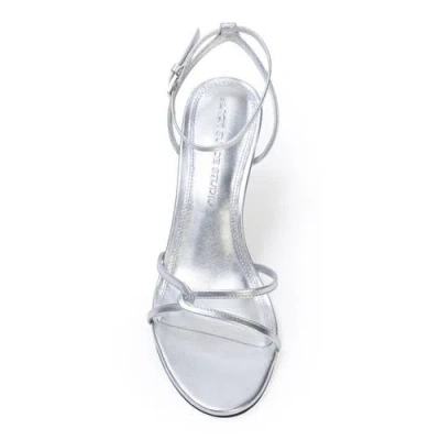 Black Suede Studio Miley Metallic Leather Sandals In Silver