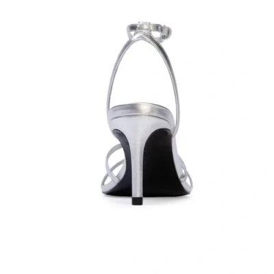 Black Suede Studio Miley Metallic Leather Sandals In Silver