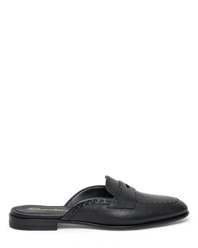 Santoni Granato Leather Mule In Black