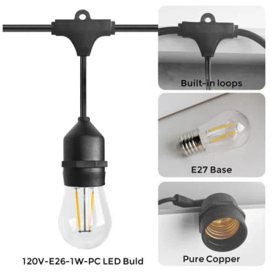 Sonicgrace Outdoor String Lights In Black