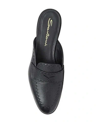 Santoni Granato Leather Mule In Black