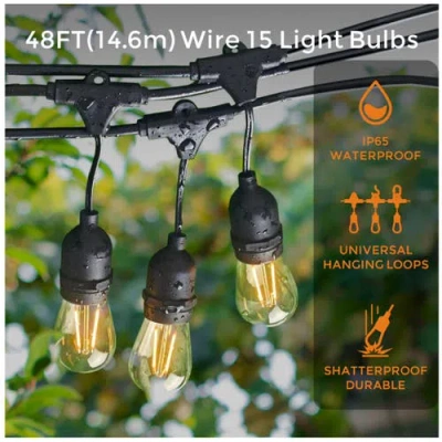 Sonicgrace Outdoor String Lights In Black