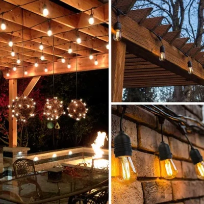 Sonicgrace Outdoor String Lights In Black