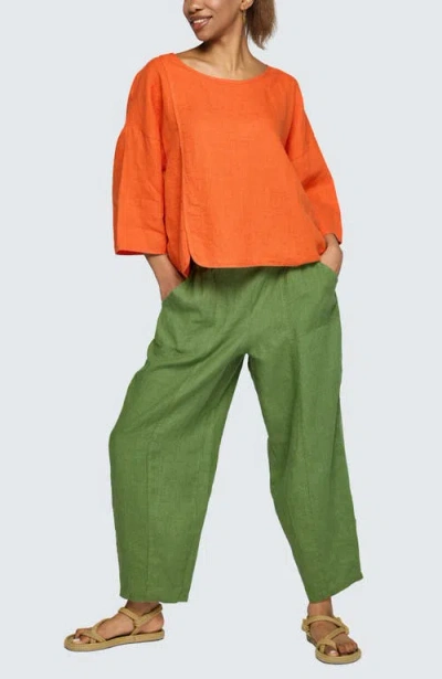 Luukaa Zenya Solid Linen Pants In Multi