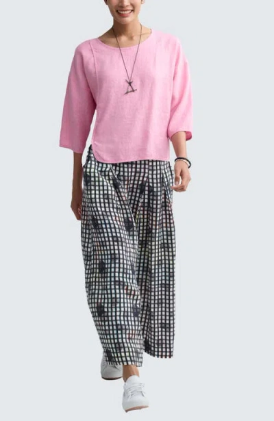 Luukaa Solara Boxy Linen Blouse In Multi