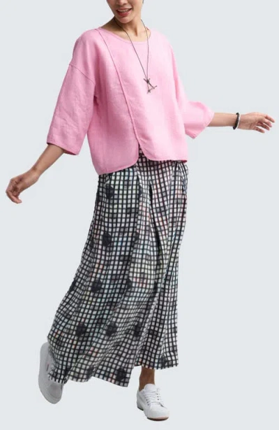 Luukaa Solara Boxy Linen Blouse In Multi