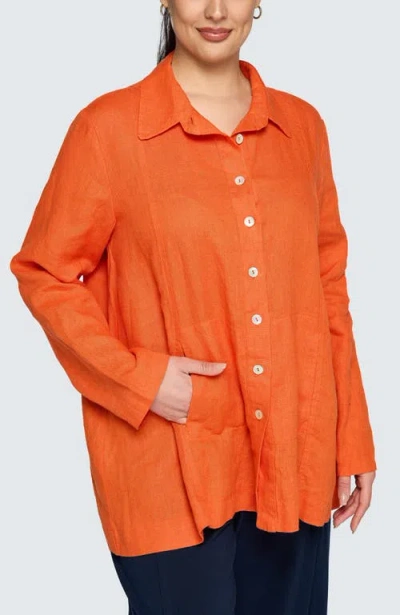 Luukaa Phalia Solid Linen Shirt In Blue