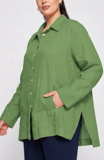 Luukaa Phalia Solid Linen Shirt In Blue