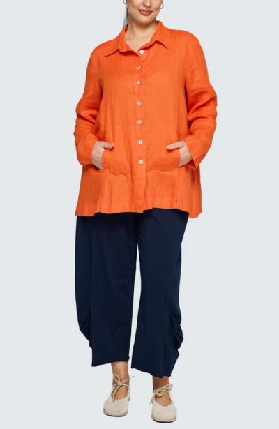 Luukaa Phalia Solid Linen Shirt In Blue