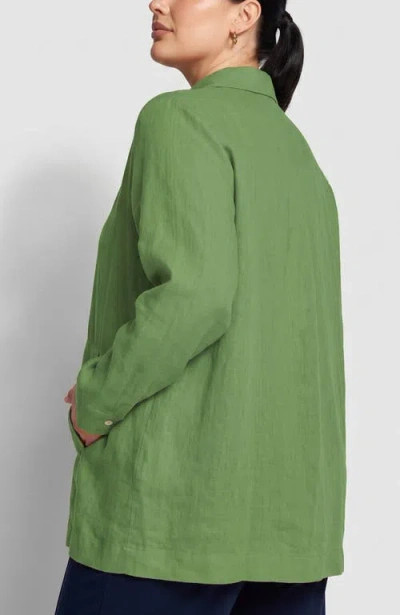 Luukaa Phalia Solid Linen Shirt In Blue