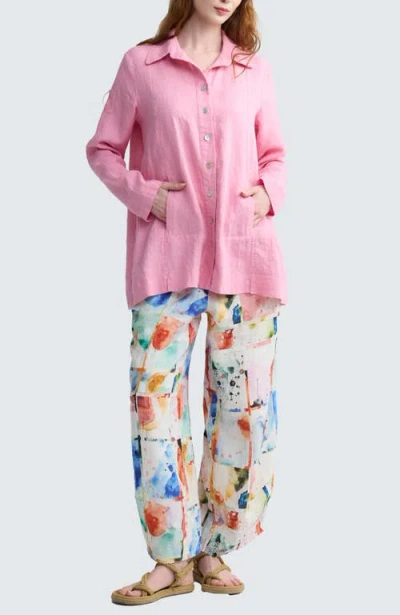 Luukaa Phalia Solid Linen Shirt In Blue