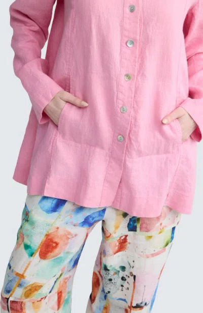 Luukaa Phalia Solid Linen Shirt In Blue