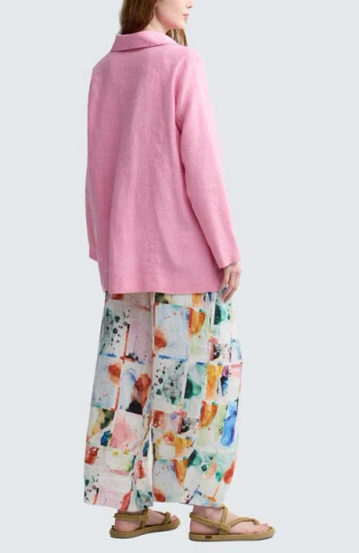 Luukaa Phalia Solid Linen Shirt In Blue