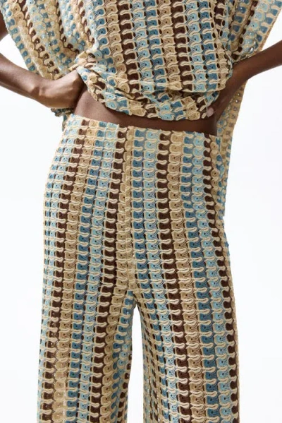 H&m Flared Pull-on Trousers In Multi