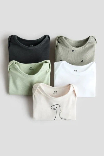 H&m 5-pack Long-sleeved Bodysuits In Multi
