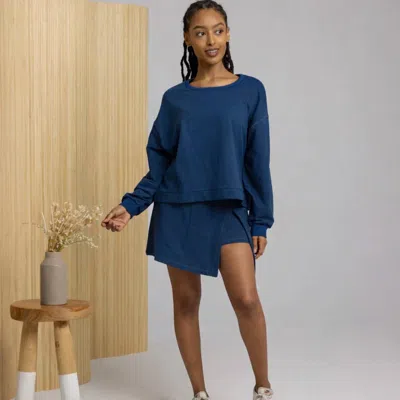 Known Supply Ada Boxy Pullover In Blue In Blue