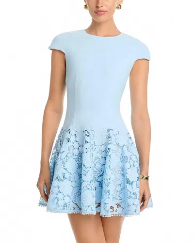 Self-portrait Womens Self Portrait Cap-sleeve Crepe And Lace Mini Dress In Blue