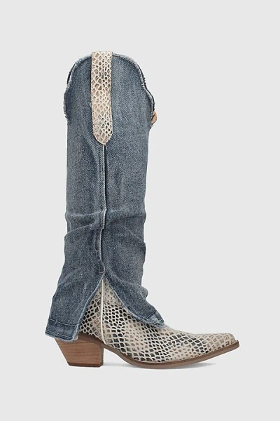 Dingo Shabby Leather Boot In Blue