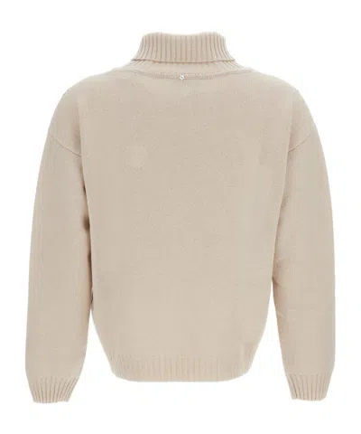 Lorena Antoniazzi Cropped Beige Argyle Pattern Sweater In Multi