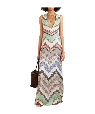 Missoni Striped Metallic Crochet-knit Maxi Dress In Multi