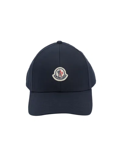 Moncler Logo-patch Cotton-gabardine Baseball Cap In Blue