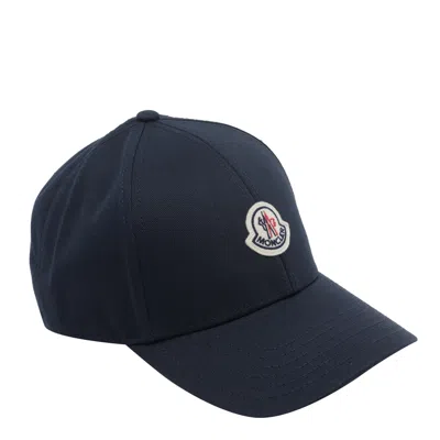 Moncler Logo-patch Cotton-gabardine Baseball Cap In Blue