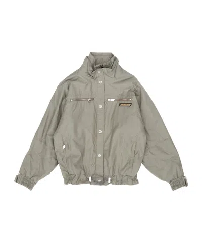 Attico Logo-patch Drawstring Bomber Jacket In Green