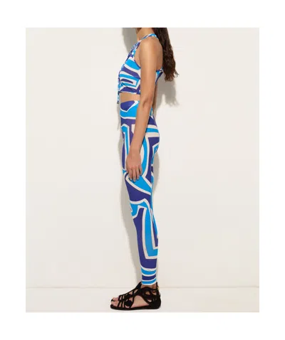 Pucci Labirinto Print Ruffle Top In Blue