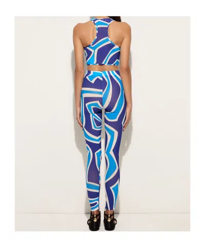 Pucci Labirinto Print Ruffle Top In Blue