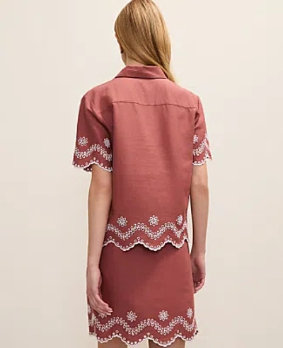 Ann Taylor Eyelet Collared Blouse