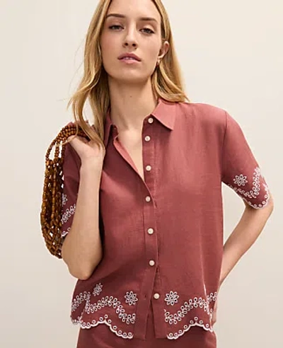 Ann Taylor Eyelet Collared Blouse