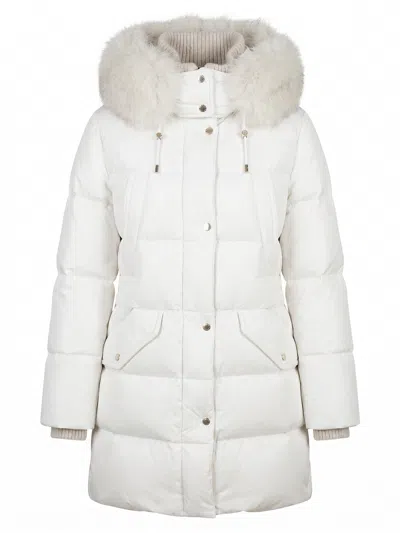 Moorer Long-sleeved Hooded Down Jacket In White
