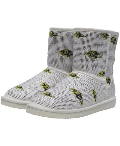 Cuce Women's Baltimore Ravens Logo Pull On Ankle Boots In White
