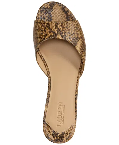 Ralph Lauren Francesca Python-embossed Mule Sandal In Tan Multi In Brown