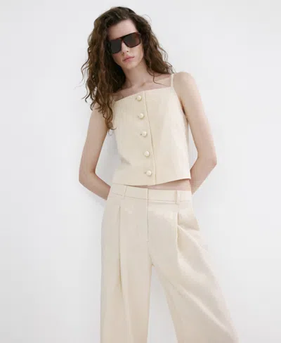 Mango Mid-rise Lyocell Pants In Neutral