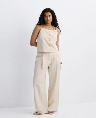 Mango Mid-rise Lyocell Pants In Neutral