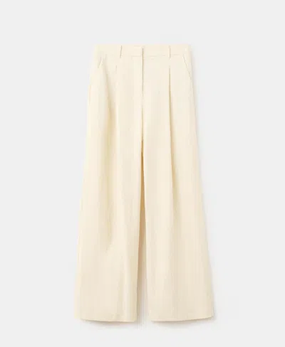Mango Mid-rise Lyocell Pants In Neutral