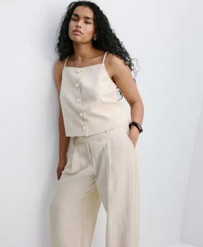 Mango Mid-rise Lyocell Pants In Neutral
