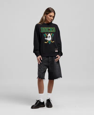 Mitchell & Ness Black Anaheim Ducks Core Oversized Sweatshirt In Black