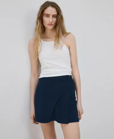 Mango Terry Miniskirt In Blue